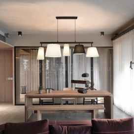 5 Light Modern / Contemporary Steel Pendant Light with Fabric Shade