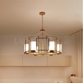 6 Light Brass Pendant Light with Glass Shade