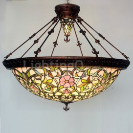 43 Inch Rural Stained Glass Pendant Light