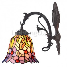 Magnolia Flower Retro 1 Light Stained Glass Wall light