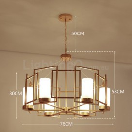 6 Light Brass Pendant Light with Glass Shade