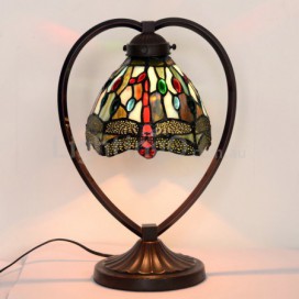 7 Inch Retro Dragonfly Stained Glass Table Lamp