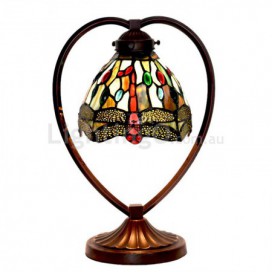 7 Inch Retro Dragonfly Stained Glass Table Lamp