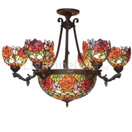 Rustic Rose Chandelier Stained Glass Chandelier