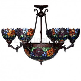 Rustic Rose Chandelier Stained Glass Chandelier