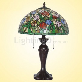 16 Inch Rustic Tulip Stained Glass Table Lamp