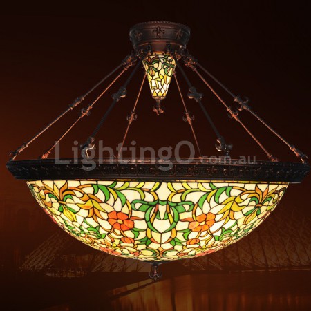 43 Inch Stained Glass Pendant Light