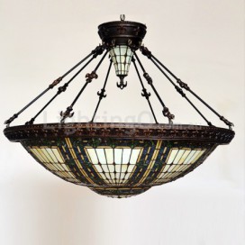 43 Inch Baroque Stained Glass Pendant Light