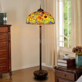26 Inch Sunflower Stained Glass Floor Lamp