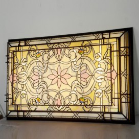 46 Inch Baroque Stained Glass Flush Mount