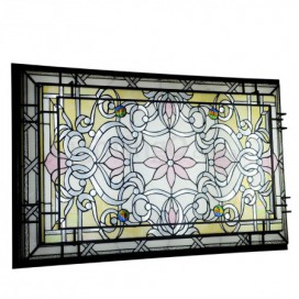 46 Inch Baroque Stained Glass Flush Mount