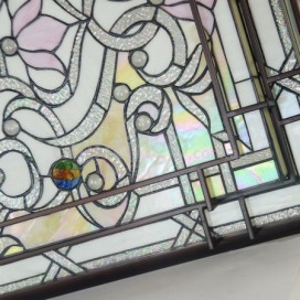 46 Inch Baroque Stained Glass Flush Mount