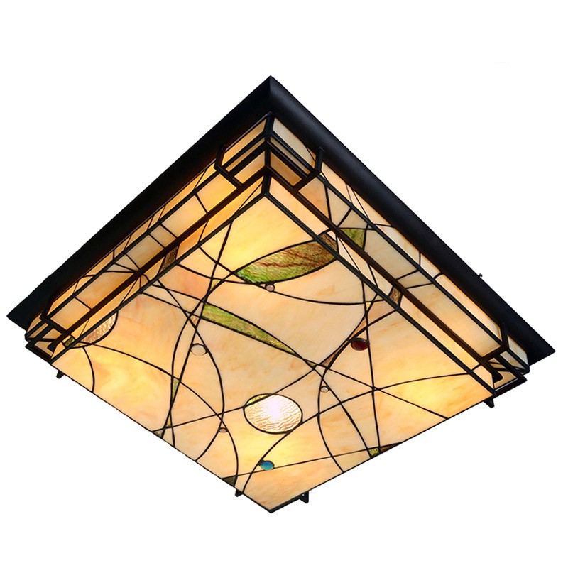 25 Inch Square Stained Glass Flush Mount LightingO Australia
