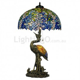 20 Inch Blue Wisteria Stained Glass Table Lamp