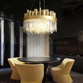 16 Light Modern / Contemporary Steel Pendant Light with Crystal Shade