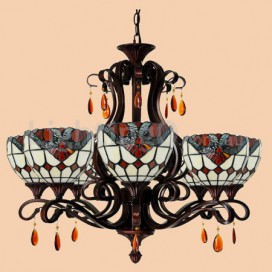 Chandelier Baroque 6 Light Stained Glass Chandelier