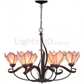 Chandelier 6 Light Stained Glass Chandelier