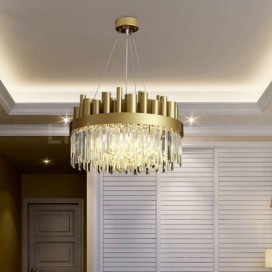 16 Light Modern / Contemporary Steel Pendant Light with Crystal Shade