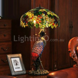 20 Inch Grape Stained Glass Table Lamp