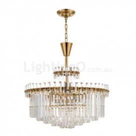 9 Light Modern / Contemporary Steel Pendant Light with Crystal Shade