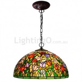 20 Inch Tulip 1 Light Stained Glass Pendant Light