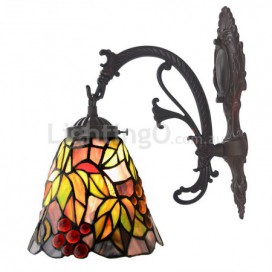 6 Inch Rural Retro Grape 1 Light Face Down Stained Glass Wall light