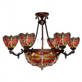 7 Light Rustic Retro Stained Glass Chandelier