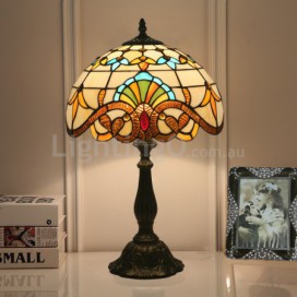 12 Inch European Stained Glass Baroque Style Table Lamp