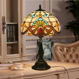 12 Inch European Stained Glass Baroque Style Table Lamp