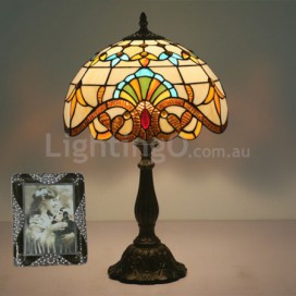 12 Inch European Stained Glass Baroque Style Table Lamp