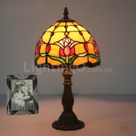 8 Inch European Stained Glass Tulip Style Table Lamp