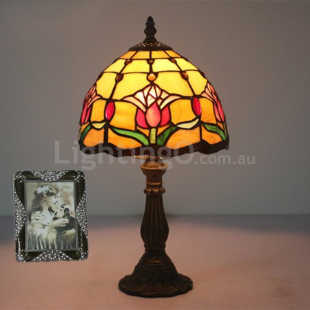 8 Inch European Stained Glass Tulip Style Table Lamp