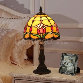 8 Inch European Stained Glass Tulip Style Table Lamp