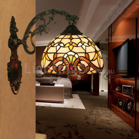 8 Inch European Stained Glass Baroque Style Wall Light