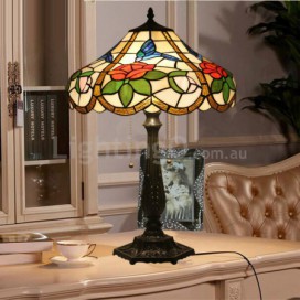 16 Inch American Stained Glass Hummingbird Style Table Lamp