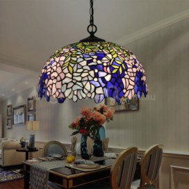 16 Inch European Stained Glass Wisteria Style Pendant Light