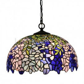 16 Inch European Stained Glass Wisteria Style Pendant Light